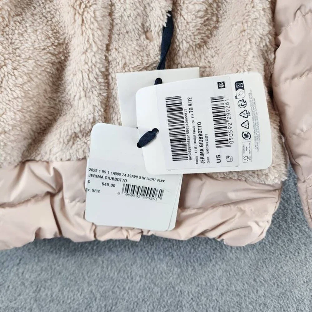 Moncler Jerima Teddy Hooded Down Short Puffer Jacket Baby Girls 9/12 Pink L/S